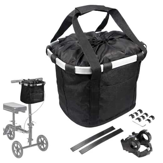 EDWERD Knee Scooter Basket with Handle - Universal Handlebar Storage Tote for Knee Walkers, Rollators & Bikes, Easy Carrying for Daily Essentials