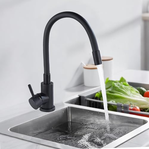 Robinet de cuisine noir d'évier pour îlot central moderne - 5