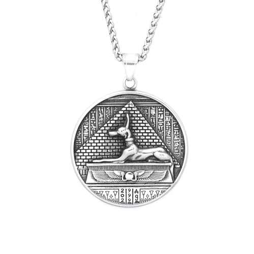 Pendentif Anubis dieu égyptien bijou vintage masculin aux finitions gravées