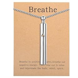HELP STRESS RELIEF: Designed as both breathing necklace and fidget spinner, just take deep breaths to relieve stress, relax, and release negative energy and emotions. HIGH QUALITY MATERIAL: Made of stainless steel pendant, not easy to allergic, safe ...