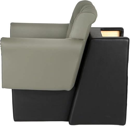 Miniatura 8 de Buy-Rite Chelsea - Silla secadora de pelo, respaldo copetudo gris con ribete de uñas de latón, asiento ancho de espuma, cojín extraíble, glamour de