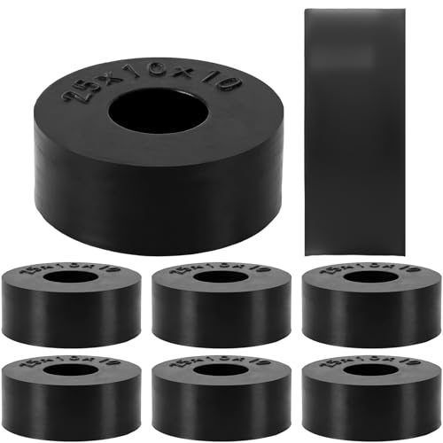 Winsyison 10pcs Rubber Spacers, 0.98'' OD 3/8'' ID Anti Vibration Damping Pads Bushings, 3/8'' Thickness Thick Multi Purpose Round Spacer Flat Bushing Washers for Car Home Boat Screw Bolts- Black