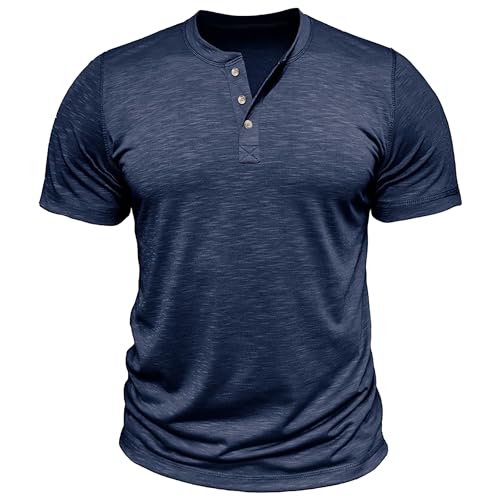 Chemises Henley unies pour homme avec boutons col tunisien élégant et minimaliste