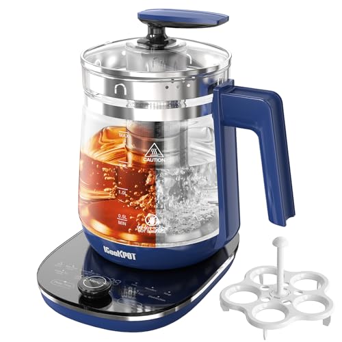 ICOOKPOT 1200W 1.5L Glass Electric Kettle with Auto Shut-Off