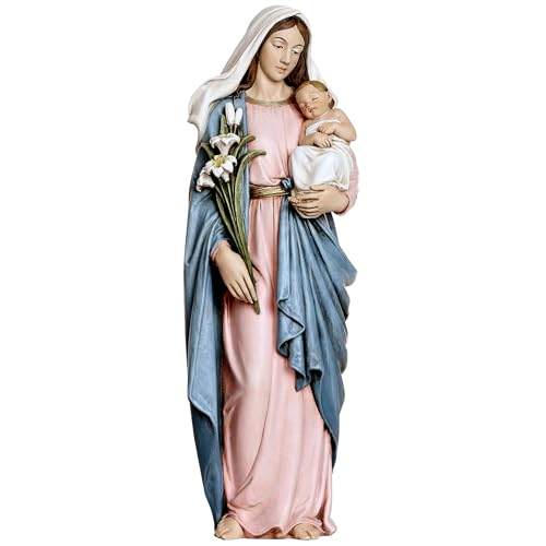 Grace4Joy Madonna and Child Statue, 13.5 Inches Mary with Baby Jesus Figure Catholic Home Decor,...