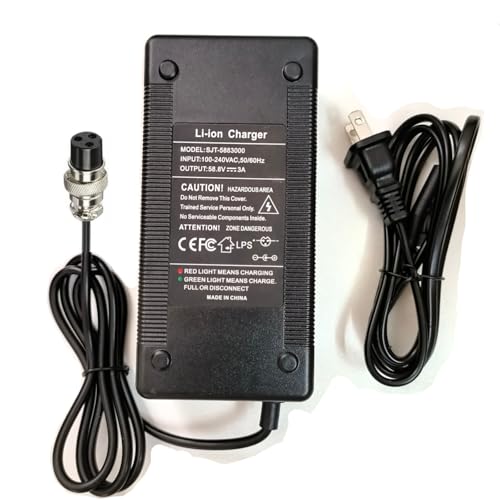 HERISKEER [Verified Fit] 52V Electric Scooter Charger 3-Prong, for Apollo 52V Phantom, Explore, Ghost/Yume Y10/ VSETT 9(NOT for 9+)/ Zero 8X 10 and More 52 Volt Scooter Battery Charger 58.8V 3A max