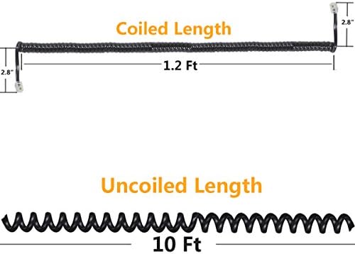Telephone Handset Cord Detangler,Uvital 1 Pack Landline Handset Cord Cable 10Ft Uncoiled(1.2 Ft Coiled) and 1 Pack Anti-tangle Telephone Cord Untangler 360 Degree Rotating Swivel Cord(Black)