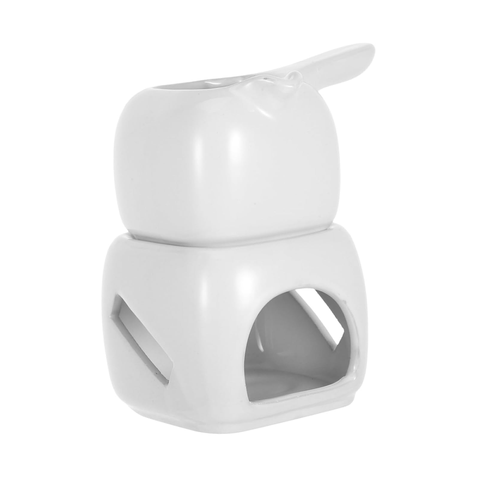 JUYAXIN MultiFunctional Ceramic Chocolate Fondue Pots Aromatherapies Oil Burners Oil Diffuser for Melting Butter and Cream White Fondue Pot