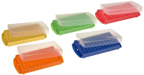 Heathrow Scientific HS2345A Reversible Tube Rack 96 Well, Polypropylene, Assorted Colors Set (Set of 5)