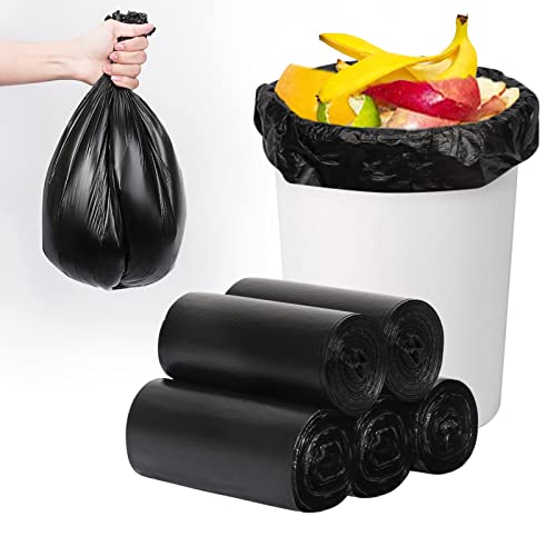 PetsHome Trash Bags, Garbage Bags, 100 Count 6 Gallon [Extra Thick][Leak Proof] Rubbish Bags Wastebasket Bin Liners for Home Office Trash Can Black