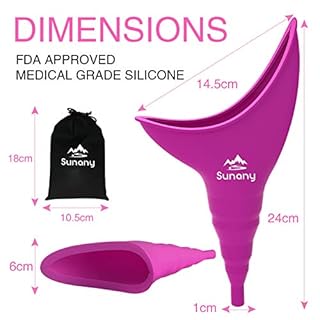 Sunany Female Urination Device,Reusable Silicone Female Urinal Foolproof Women Pee Funnel Allows Women to Pee Standing Up for Travel,Hiking and Outdoor