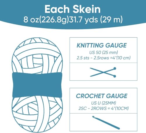 Image of 8 Packs Jumbo Chunky Chenille Yarn - 2040g(72oz) 245 Yards (224m) Bulky Yarn - Chunky Yarn for Hand Knitting Blanket,Cushions, Pet Bed - Soft and Durable(Sky Blue)