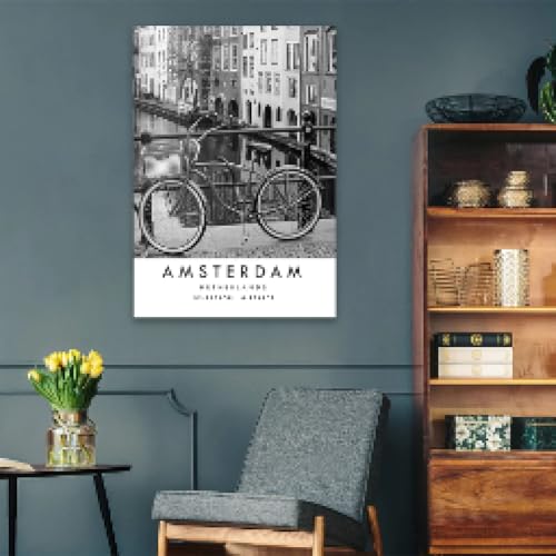 Affiche de voyage noir et blanc 50x70 cm avec coordonnées de la ville
