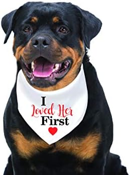 I Love Her First Dog Wedding Bandana | Pet Scarf Bibs Accessories for Dog - Dog Bandana/Engagement Announcement Props | Wedding Photo Prop | Dog Wedding Bandana | Dog Gifts- Gift for Dog Lover