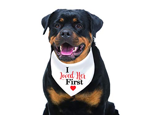 I Love Her First Dog Wedding Bandana | Pet Scarf Bibs Accessories For Dog - Dog Bandana/Engagement Announcement Props | Wedding Photo Prop | Dog Wedding Bandana | Dog Gifts- Gift For Dog Lover #TOP19