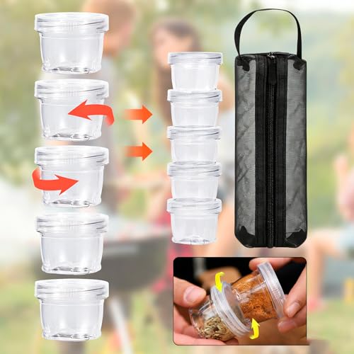 Image of 7PCS Stackable Spice And Dip Jar Set, Portable Camping Spice Jars Organize Kit, for Kitchen Dining & Bar and Kitchen Storage & Organization