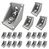 Winkelverbinder 20 Stück Befestigungsmaterial Alu Winkelprofil 30x30 Eckverbinder, Metallwinkel Eckwinkel für Strebenprofil,Montageprofil, DIY-Projekt (3030 Silber(20stk))