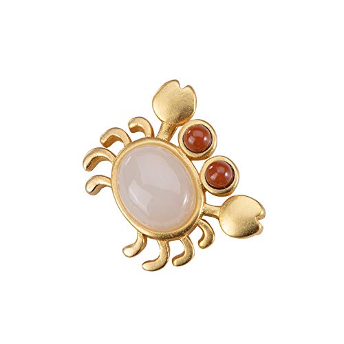 Pendentif en jade de Hotan argent 925 blanc et crabe rouge