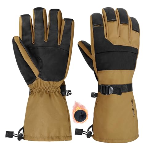 HANDLANDY Winter Waterproof Ski Gloves for Men Women, 3M Thinsulate Windproof Warm Snow Gloves, Thermal Cold Weather Gloves Gift for Skiing Snowboarding Outdoor Sports(Large)