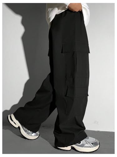 SHENHE Boy's Baggy Cargo Pants Wide Leg Loose Fit Outdoor Hiking Hip Hop Pants Trousers4