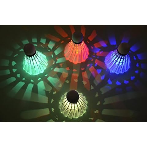 Binnan 4Pcs Feather Badminton Set Dark Night Glow Shuttlecock Birdies for Sports Activities Indoor & Outdoor Cover