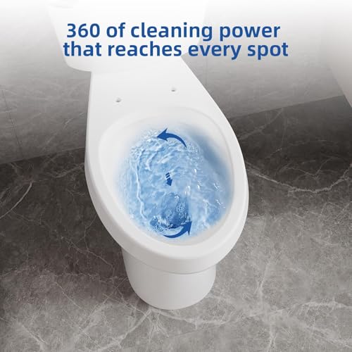 Two Piece Toilet, 21" Elongated Toilets for Bathrooms With Soft Close Seat, Extra Tall Height With 1.28 GPF Siphonic Flush Cotton White