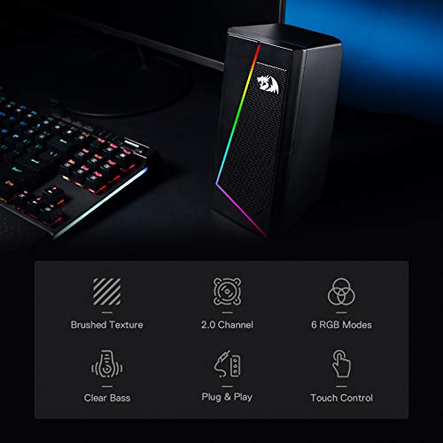 Redragon-GS520-RGB-Desktop-Speakers-20-Channel-PC-Computer-Stereo-Speaker-with-6-Colorful-LED-Modes-Enhanced-Sound-and-Easy-Access-Volume-Control-USB-Powered-w-35mm-Cable