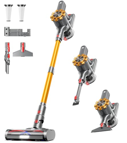 CHEBIO Cordless Vacuum Cleaner, 500W/45Kpa Vacuum Cleaners for Home with LED Display, 8 in 1 Lightweight Stick Vacuum with 60Min Runtime, Anti-tangle, Wall Mount Charging for HardFloor/Carpet/Pet Hair