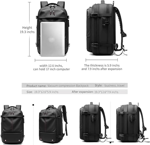 Sac à dos Vacpack extensible 60l gris avec compression sous vide manuelle - 8