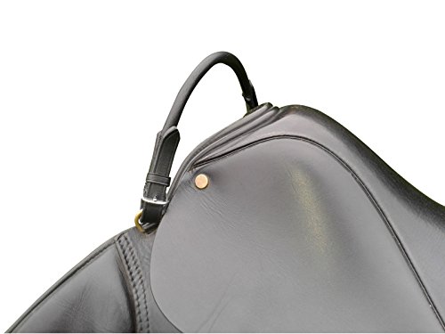 Hunters Saddlery Leather Grab Strap for English Equestrian Saddle - Safety Handle for Horse Riding Balance (Black)