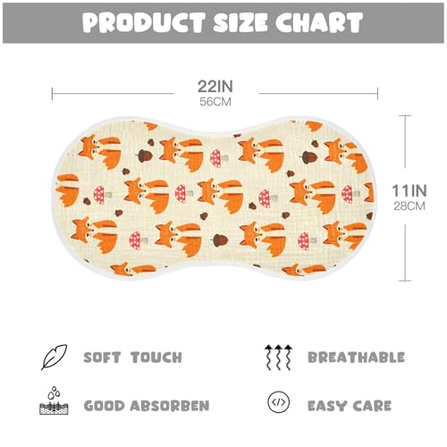 Cute Foxes Pattern Muslin Burp Cloths for Baby 4-Layer Absorbent Cotton Large 22" x 11" Soft Spit Up Rags for Newborns Boys Girls, 2 Pack2