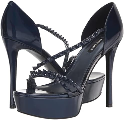 Nine West Women's FABLA3 Heeled Sandal, Dark Navy, 9 | Image 6