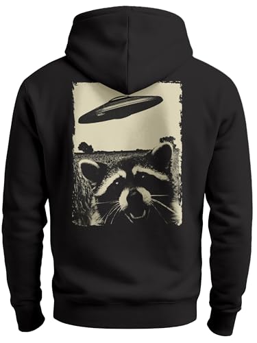 Neverless® Hoodie Backprint Herren UFO Waschbärr Alien Print...