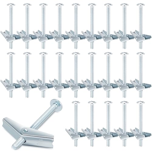 Yaocom 100 Pcs 1/4" X 3" Toggle Bolts and Wing Nut Wall Anchor for Drywall