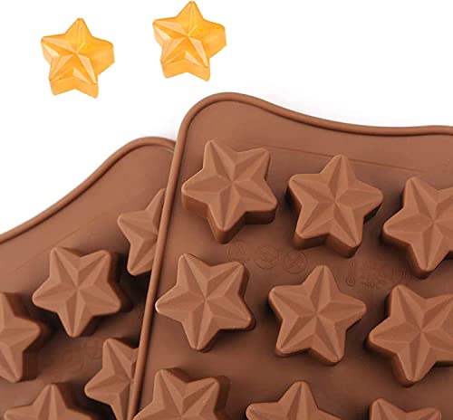 Star Chocolate Silicone Mold 2PCS 15-Cavity Star Shaped Fondant Moulds Non Stick Ice Cube Tray Reusable Candy Jelly Homemade Soap Mold - Image 3