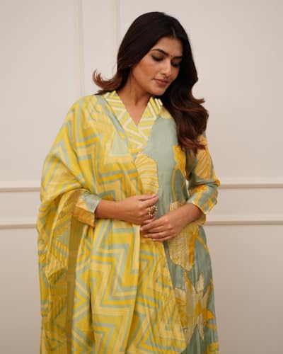 Image of FABNEX Kurta Set for Women | Women Kurta Pant Set |Cotton Blend Regular Women Kurti with Dupatta (Mix Set 3)