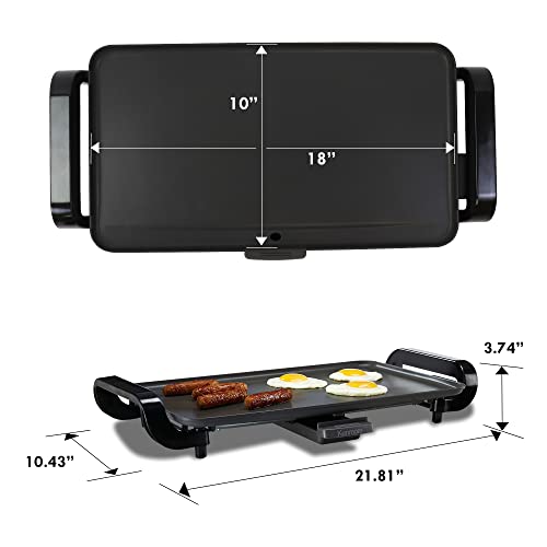 Kenmore Non-Stick Electric Griddle with Removable Drip Tray, Black, 10" x 18" Cooking Surface, Compact Countertop Cooking, Grill, Saute, Fry - Image 7