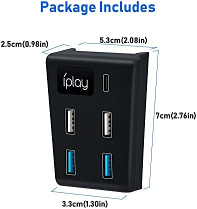 Mcbazel PS5 USB Hub,5 Ports Multiport PS5 USB Extender High Speed Data Portable USB Splitter for PS5 Digital Edition/UHD Console