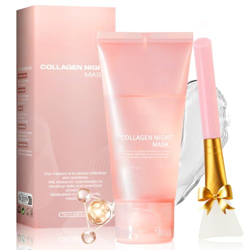 Allony Collagen Night Mask, 75ML Collagen Peel Off Mask, Maschera Collagene Viso, Collagen Overnight Peel Off Face Mask, Ldratante,Rassodante e Liftante (A)