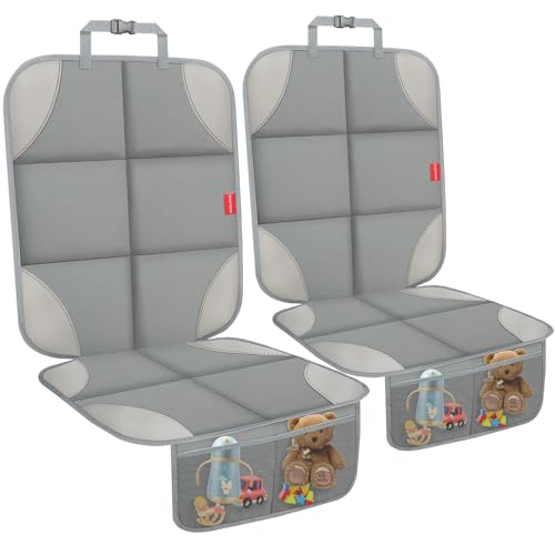 Image of Car Seat Protector for Child Car Seat, 600D Fabric Safe Car Seat Cover with Non-Slip Backing, Waterproof Carseat Seat Protectors under Baby Car Seat with Thick Padding for Car Back Front Seat, 2 Pack