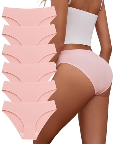 Image of Women's Seamless Underwear Stretch Bikini Panties No Show Invisible Hipster XS to 3XL 6 Pack