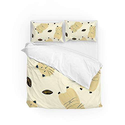 Parure de lit housse de couette polyester infroissable motif chats mignons - 2
