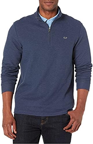 vineyard vines mens Saltwater 1/4-zip Pullover, Blue Depth, Large US