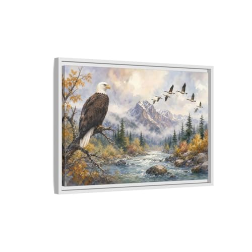 Cadre déco aigle aquarelle pour habiller le mur au-dessus du canapé