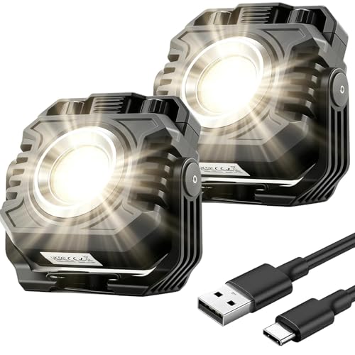 Image of eSynic 2Pcs Portable LED Work Light USB Rechargeable 5000mah Magnetic Inspection Lamp Floodlight & Torch| 360° Rotating Stand| IP65 Rated| Stepless Dimming 2700-8000K| for Car Repair, DIY, Camping