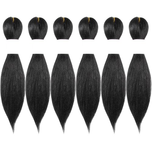 Osuntress Braiding Hair Pre Stretched Short Fake Braids 10 Inch 1B, 6 Packs