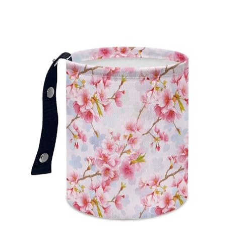 Image of Cute Flower Design Car Trash Bin Hanging, Waste Basket - Cute, Portable, Collapsible, Waterproof Rubbish Bag for Back Seat, Floor, or Hanging Headrest