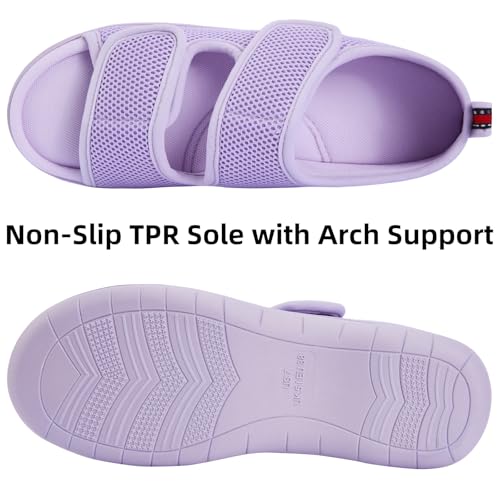 Image of Women's Slippers with Arch Support, Adjustable Open Toe Shoes for Diabetic