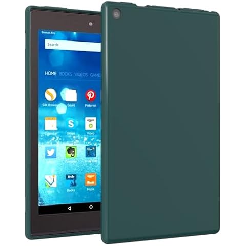 Callyue Case for Kindle Fire HD 8 HD8 Tablet Case (8th/7th/6th/5th Generation, 2018/2017/2016/2015 Release), Rubber Soft Skin Silicone Protective Cover for 8.0" Kindle Fire HD 8, Dark Green Cover