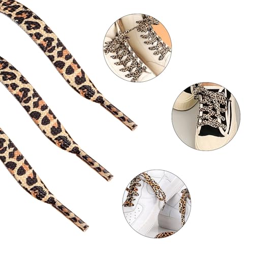 Pamtns 2 Paires Lacets Plats avec Motif Léopard Polyester Lacets de Chaussures Imprimés Léopard Tendance LacetsRemplacement Chaussures Accessoires pour Chaussures de Sport Chaussures de Skate – vue 6